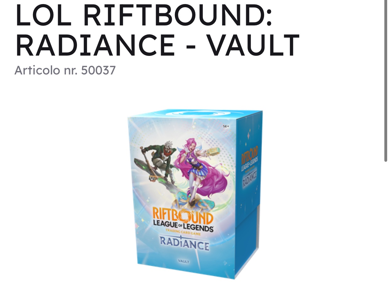 LOL RIFTBOUND: RADIANCE - VAULT